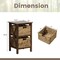 Costway 1/2 PCS 2-Tier Nightstand with 2 Seagrass Baskets Rubber Wood X-Shaped Frames 2 Drawers